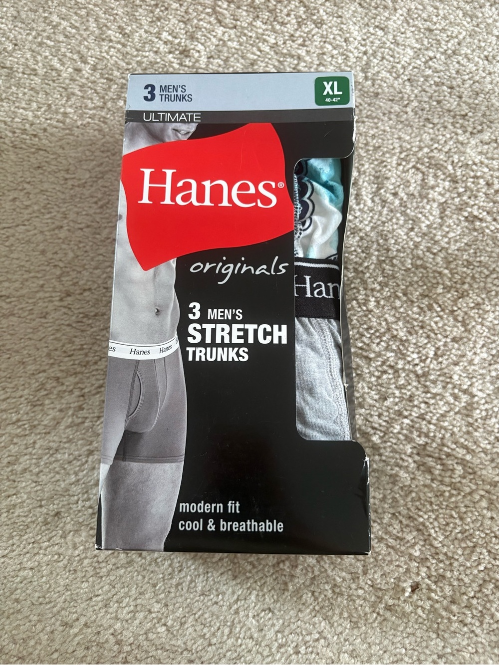 NEW Hanes Men's Stretch Trunks - Gray (3-Pack)